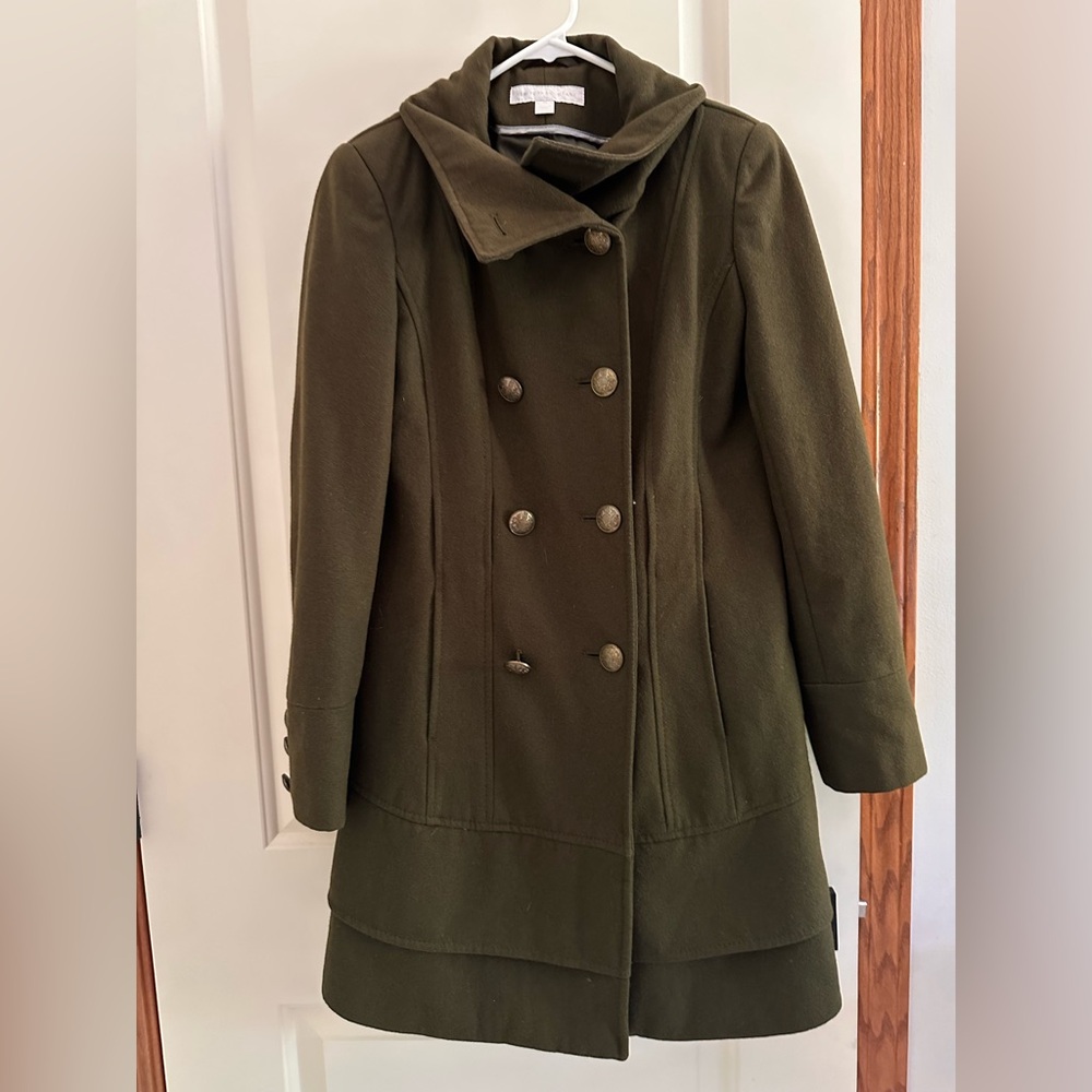 New York & Company Dark Green Double-Breasted Pea Coat